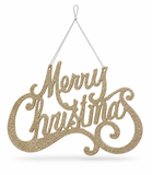 Glitter Merry Christmas Hanging Sign – 26 cm
