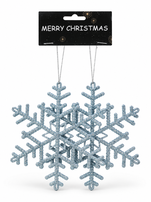 Glitter Icy Snowflake Decorations – 20cm, 2 Pack