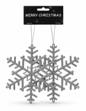 Glitter Icy Snowflake Decorations – 20cm, 2 Pack