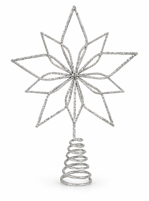 Glitter Flower Star Tree Topper – 20cm