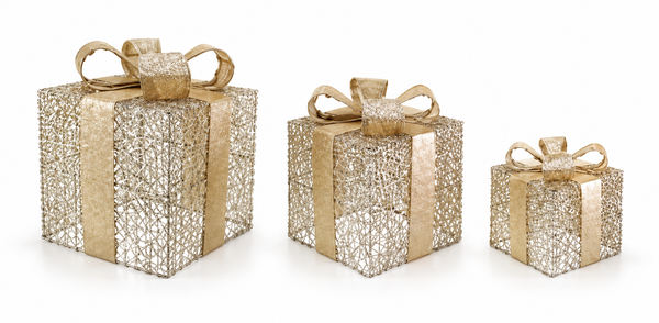Glitter Decorative Presents – 3 Piece Set