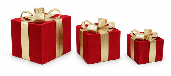 Red and Gold Velvet Decorative Presents – 3 Piece Set