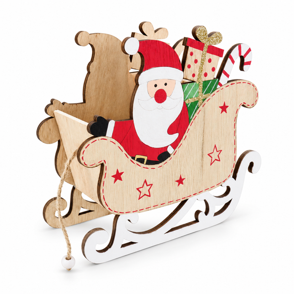 Wooden Santa Sleigh Table Decoration – 18cm