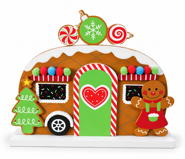 Gingerbread Caravan Table Decoration – 21 cm