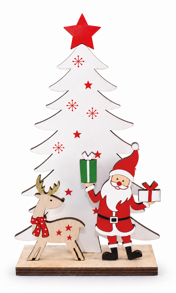 Santa & Reindeer Tabletop Tree – 12 x 20 cm