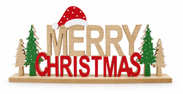 Merry Christmas Table Sign with Trees