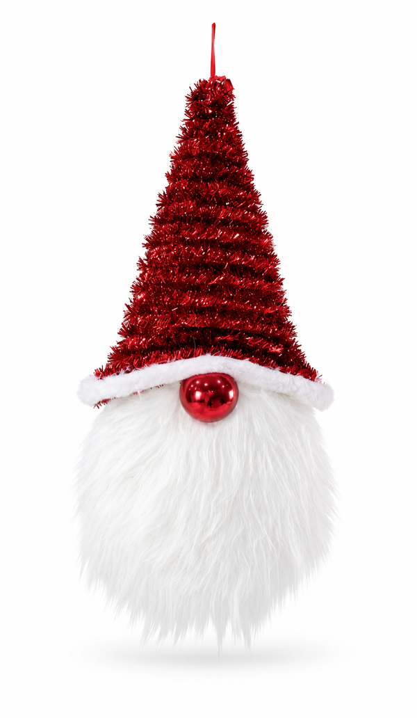 Tinsel Santa Gnome Hanging Plaque