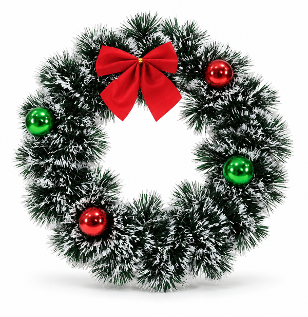 Snow-Tipped Bauble Christmas Wreath 23 cm
