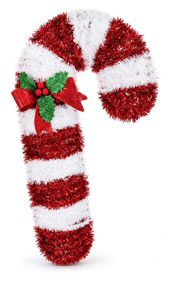 Candy Cane Tinsel Plaque – 60 cm