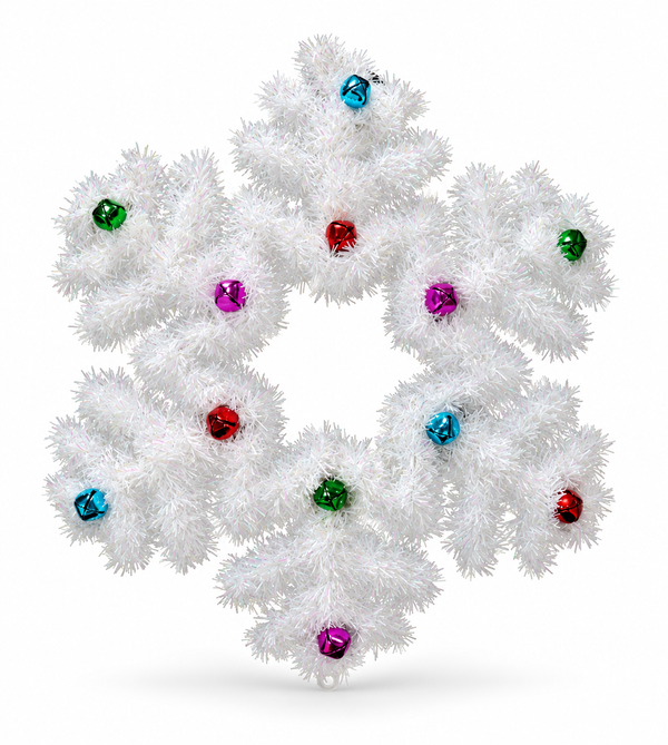 Tinsel Snowflake with Bells – 48 cm