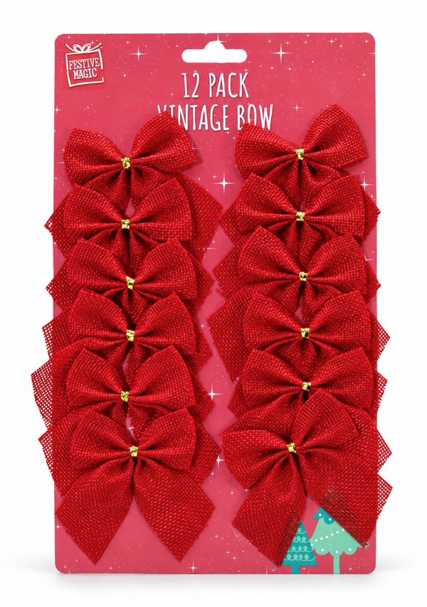 Mini Woven Fabric Bows – 12 Pack