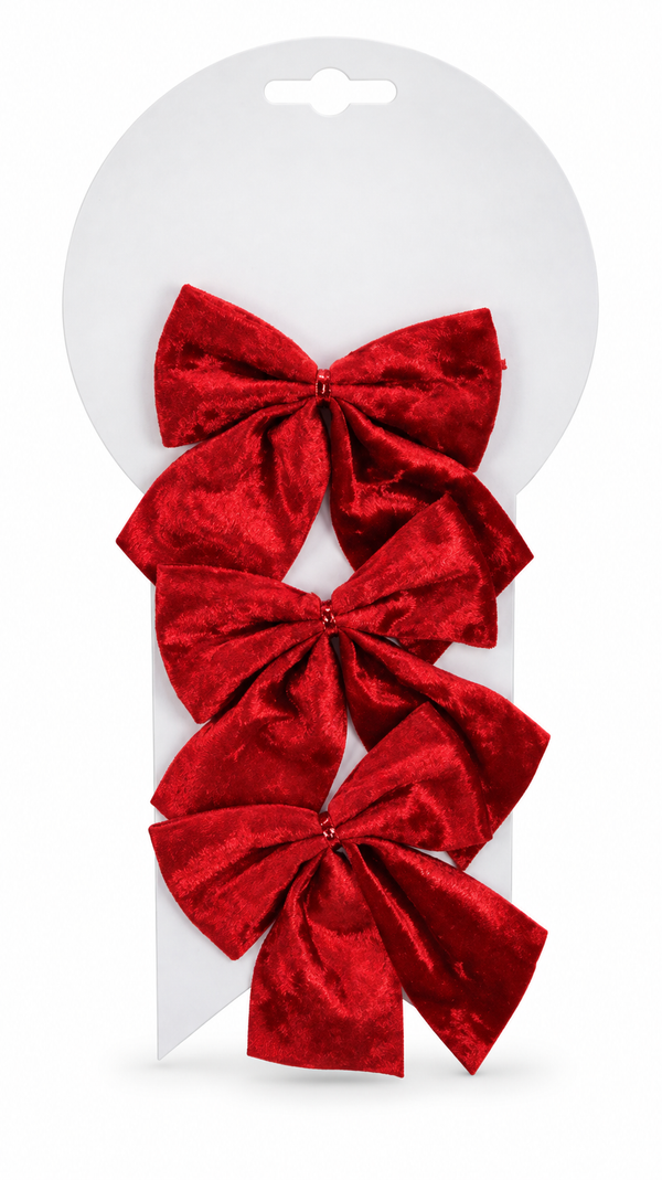 Crushed Velvet Christmas Bows – 3 Pack