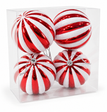 Candy Cane Christmas Baubles 80mm – 4 Pack