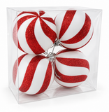 Candy Cane Christmas Baubles 80mm – 4 Pack