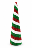 Striped Tinsel Cone Christmas Tree 48 cm