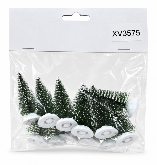 Mini Bristle Christmas Trees – 12 Pack, 6cm