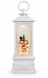 Musical Glitter Swirl Tall White Christmas Lantern