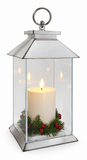 LED Pillar Candle Lantern with Berry Decoration