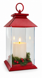 LED Pillar Candle Lantern with Berry Decoration