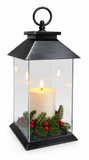 LED Pillar Candle Lantern with Berry Decoration