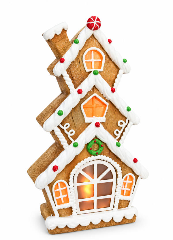LED Ceramic Iced Gingerbread House with Timer