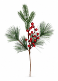 Snowy Pine and Berry Spray – 49cm