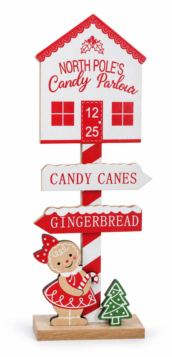 Gingerbread Candy Cane Direction Sign