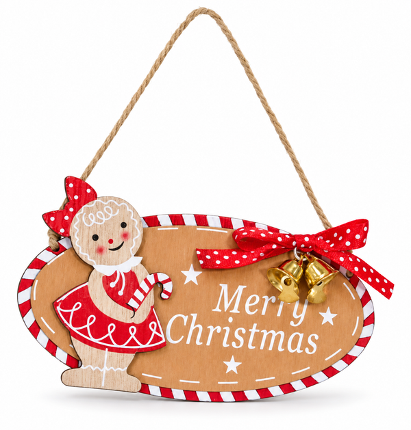 Gingerbread Merry Christmas Oval Hanging Sign