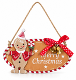 Gingerbread Merry Christmas Oval Hanging Sign