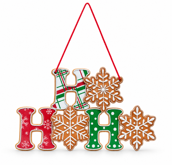 Gingerbread Snowflake Ho Ho Ho Hanging Sign