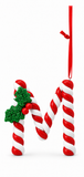 Candy Cane and Holly Alphabet Hanging Ornament