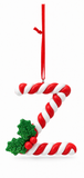 Candy Cane and Holly Alphabet Hanging Ornament