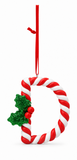 Candy Cane and Holly Alphabet Hanging Ornament