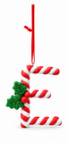 Candy Cane and Holly Alphabet Hanging Ornament