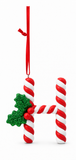 Candy Cane and Holly Alphabet Hanging Ornament