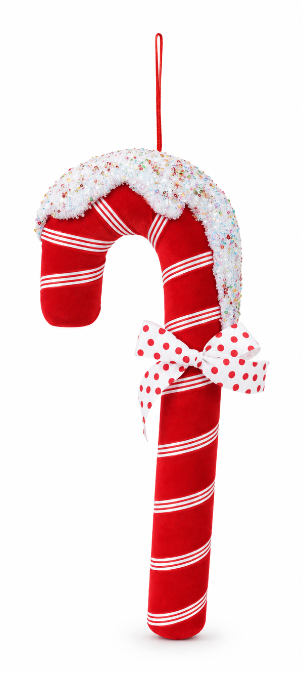 Velvet Stripe Candy Cane Decoration – 40cm