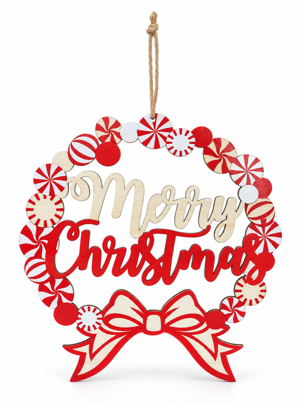 Candy Merry Christmas Wreath Plaque