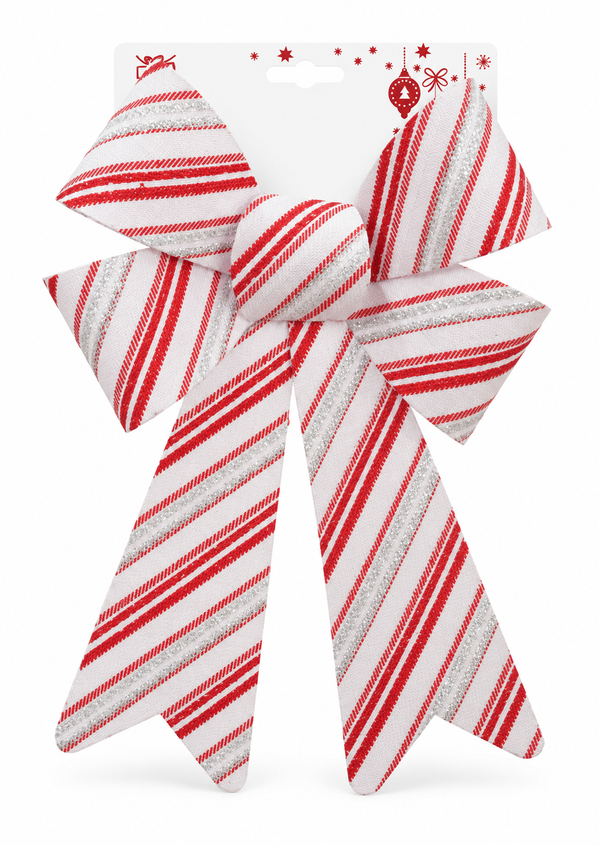 Candy Stripe Glitter Christmas Bow