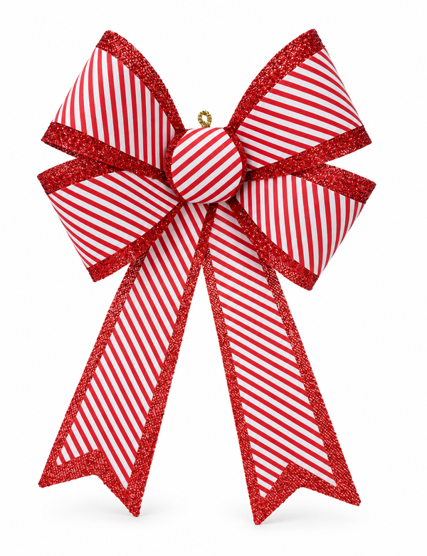 Candy Cane Double Layer Christmas Bow