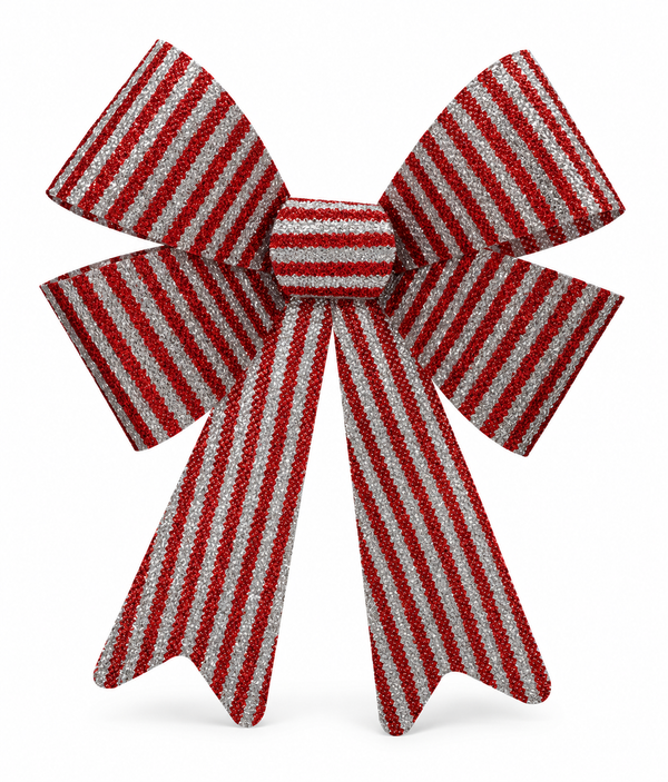 Candy Cane Tinsel Christmas Bow