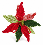 Red and Green Poinsettia Clip
