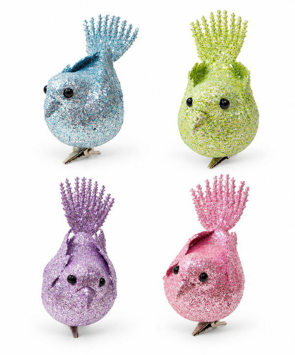 Pastel Glitter Bird Clips – 4 Pack