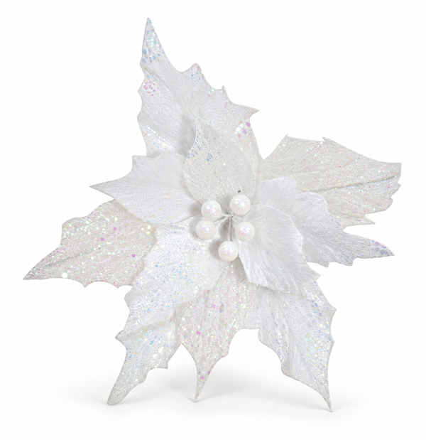 Iridescent Poinsettia Christmas Clip 30cm