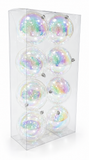 White Iridescent Christmas Baubles 12cm – 8 Pack