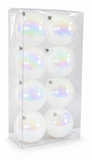 White Iridescent Christmas Baubles 12cm – 8 Pack