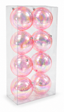 Pink Iridescent Christmas Baubles 12cm – 8 Pack