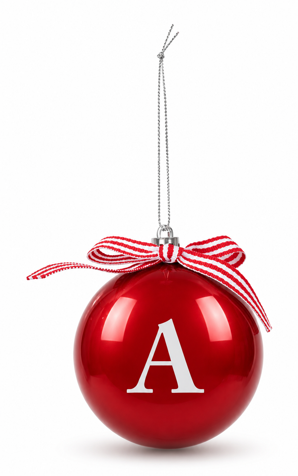 Glossy Red Alphabet Christmas Bauble