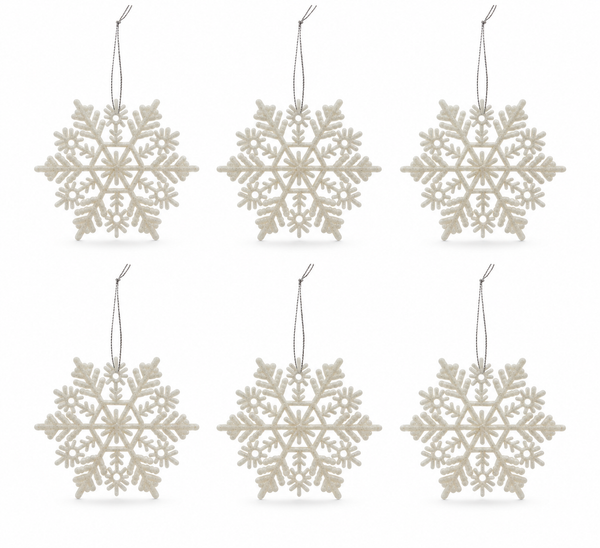 Glitter Snowflake Hanging Decorations – 6 Pack