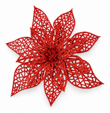 Glitter Wire Poinsettia Clip – 20cm