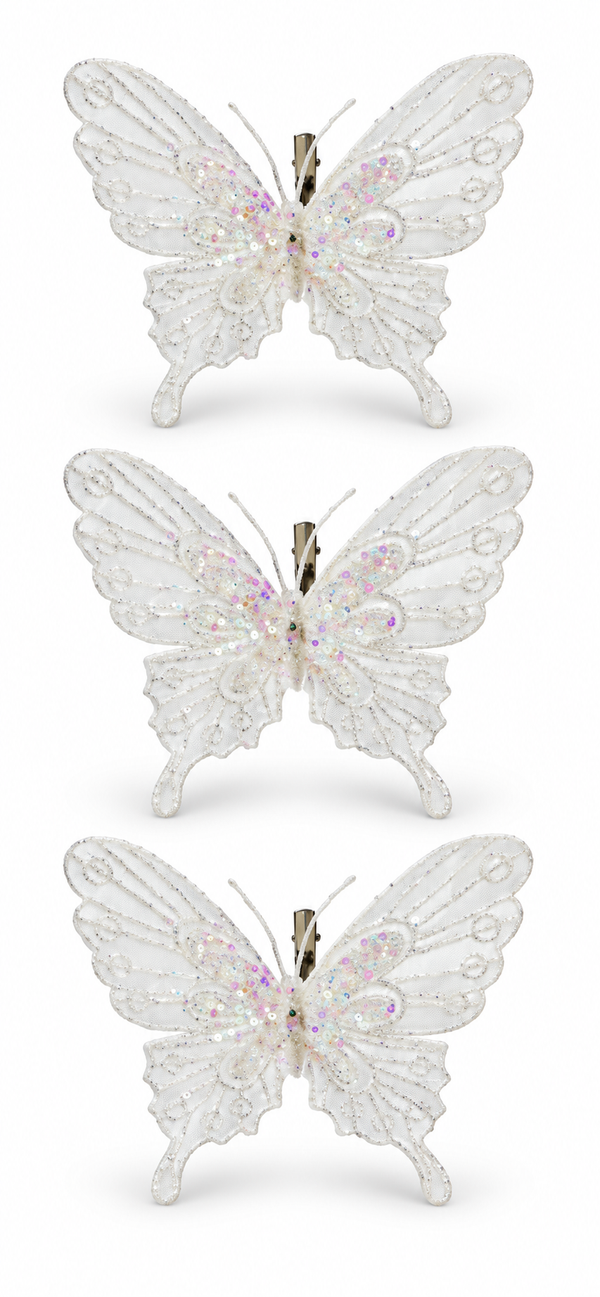 Glitter Sequin Butterfly Clips – 3 Pack